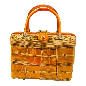 Style Craft Miami Vintage 1950's 1960's Lucite Wicker Box Purse Fabulous Style!